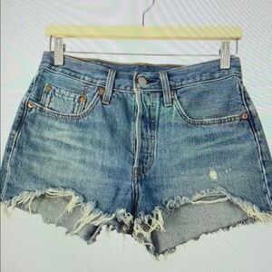 Women's Distressed Denim Athletic Shorts